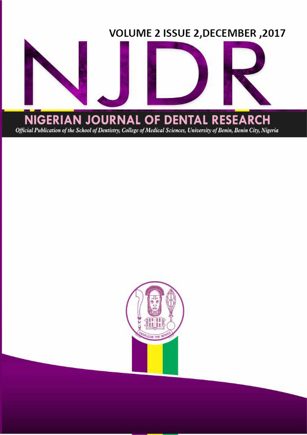 Nigerian Journal of Dental Research, Volume 2, Issue 2, December, 2017.