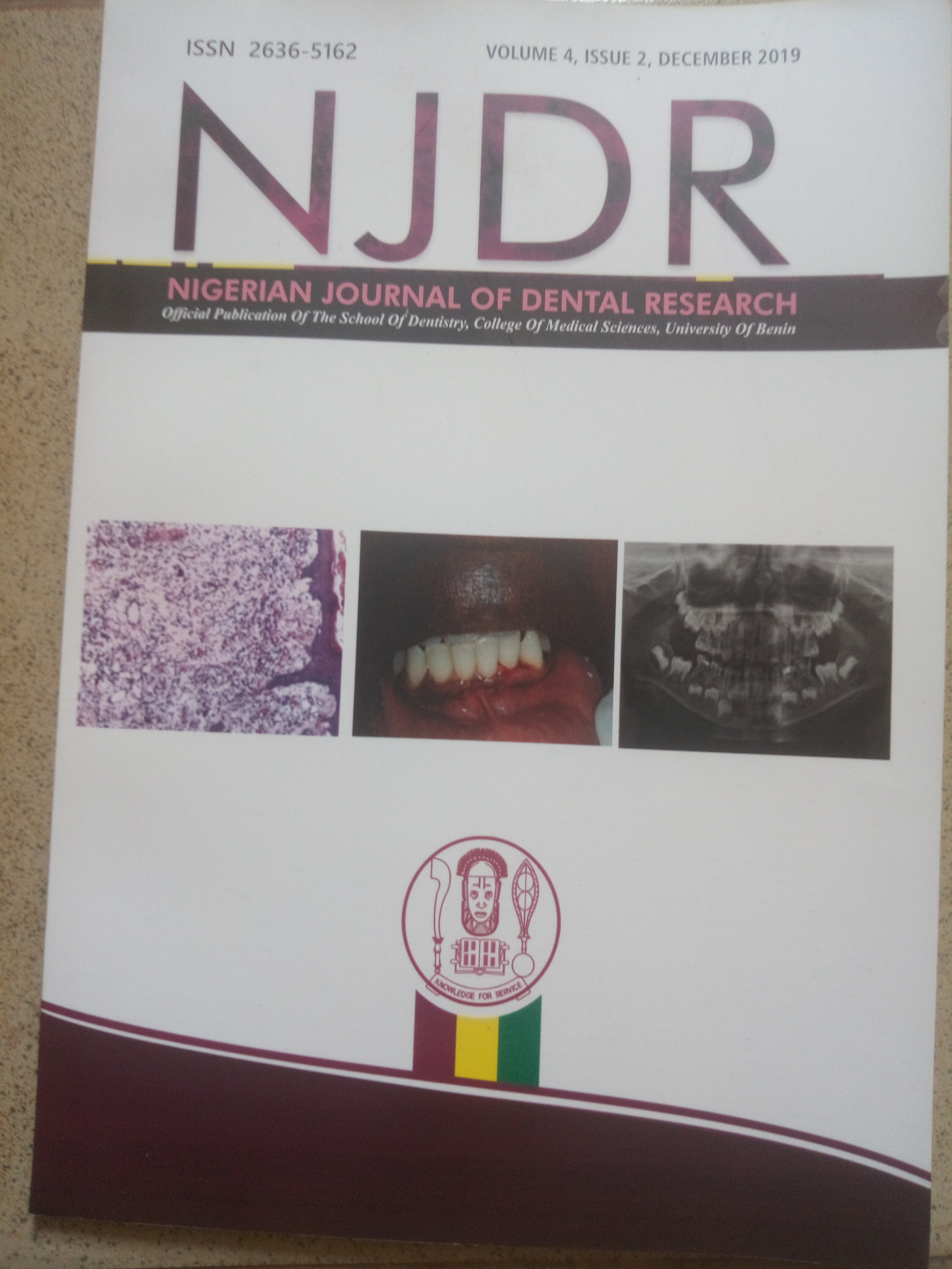 					View Vol. 4 No. 2 (2019): Nigerian Journal of Dental Research
				