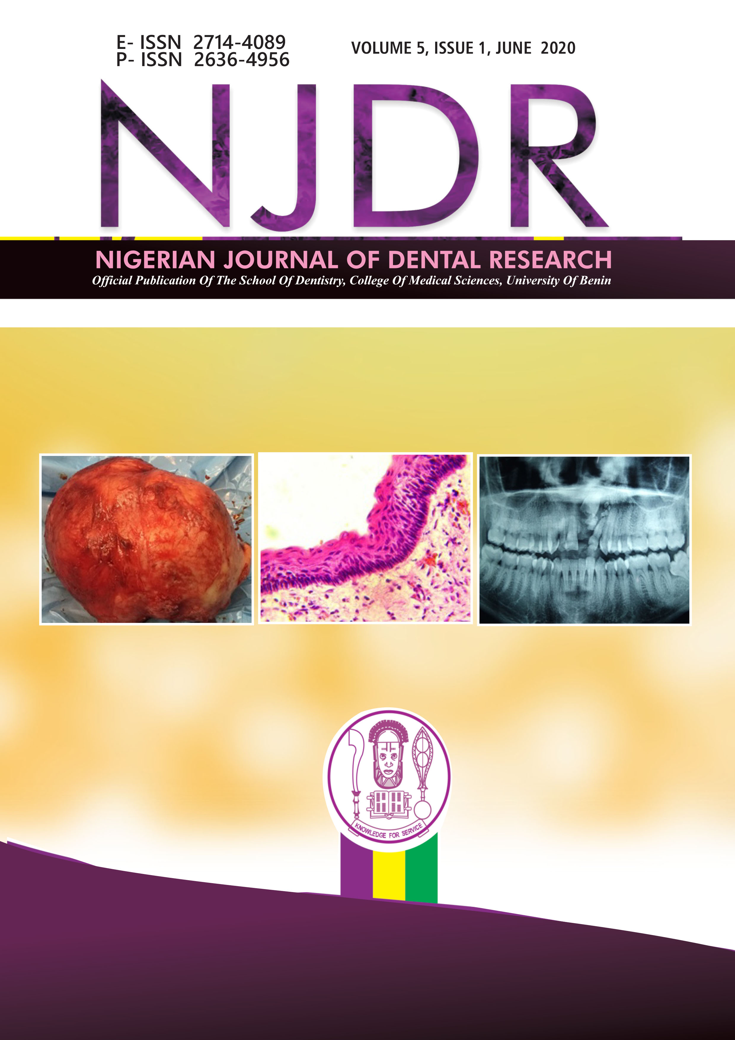 					View Vol. 5 No. 1 (2020): Nigerian Journal of Dental Research
				